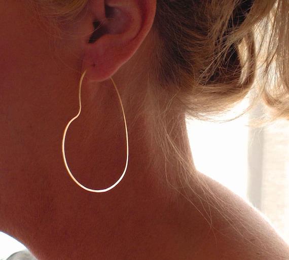 Large Gold Heart Hoop Earrings Large Gold Wire Heart Hoops Rose
