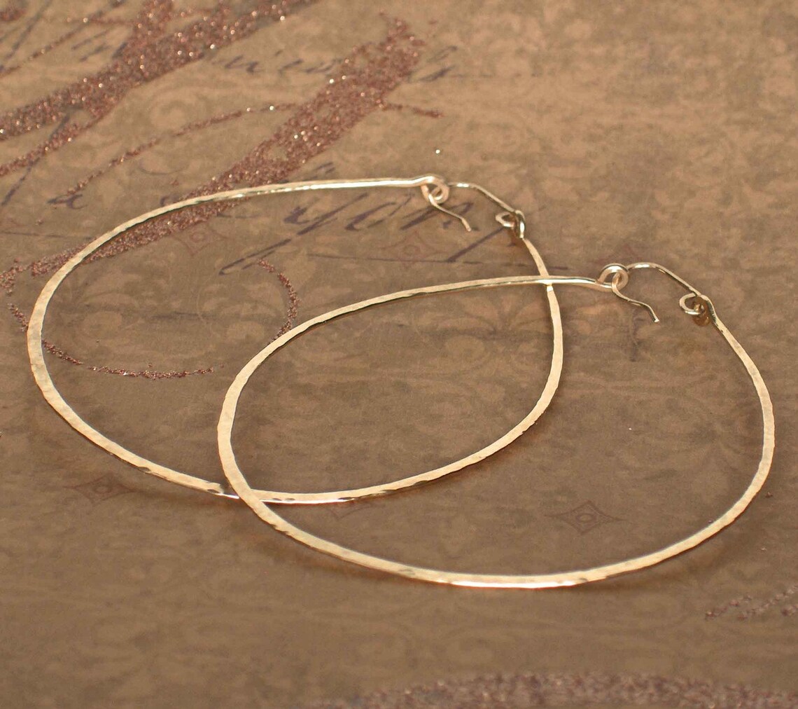 X Extra Large 3 Gold Hoop Earrings 14k Yellw Gold Thick Etsy