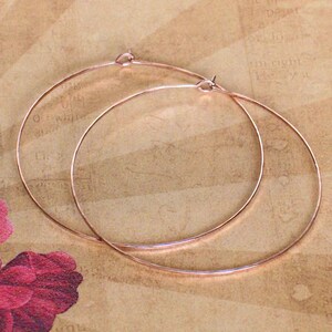 Delicate Rose Gold Hoops, Flat Front 14 K Rose Gold Filled Hoop Earrings, 2 1/4, 2, 1 3/4, 1 1/2, 1 1/4, 1 inch Hoop Earrings, Great Gift image 3