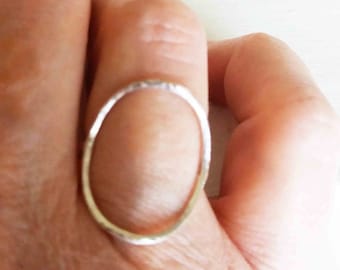 Open Circle Ring, Round Sterling Silver Hammered Ring, Promise Ring, Love Ring, Gift Her, Gold Ring, Minimalist Jewelry, Blue Wave Jewelry