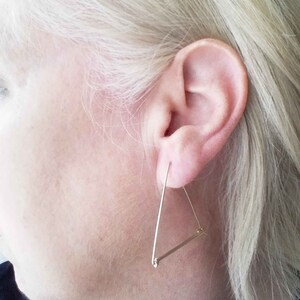 14k Gold Triangle Hoop Earrings, Triangle Earrings, Gold Hoop Earrings, Geometric Hoop Earrings, Everyday Earrings, Blue Wave Jewelry image 4