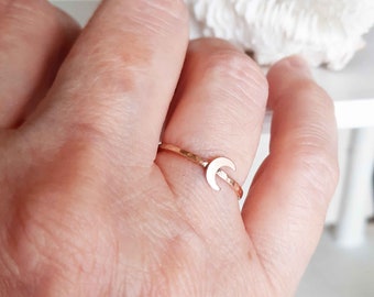 Gold Crescent Moon Ring, Band Ring, Celestial Ring, Constellation Ring, Small Moon Ring, Moon Jewelry, Everyday Jewelry, Minimalist Rings