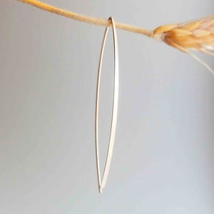 Gold Arc Threader Hoop Earrings, 14k Gold Filled Threaders, Smooth Flat Front Earrings, Wishbone Earrings, Boho Jewelry, Minimalist Jewelry, image 2
