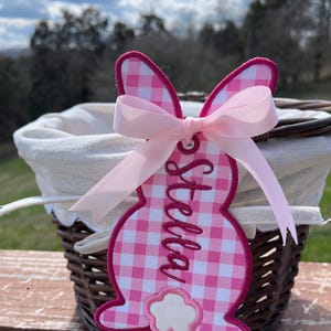 Embroidered Easter Basket Bunny Tag • Easter Basket Tag • Personalized Embroidered Bunny • Custom Easter Tag