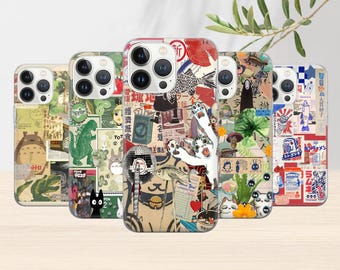Japanese Mood Board Collage Phone Case, Aesthetic Phone Cover, iPhone 16 15 14 13 12 Pro, Plus, X, Samsung Galaxy S24 S23 Ultra, Pixel 8 7