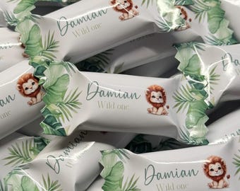 Personalized candy table decoration scatter decoration party favors children&#39;s birthday Loewe Jungle Safari Wild One green