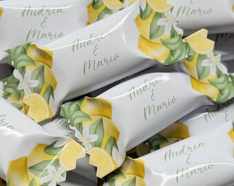 Personalized sweets with name – Amalfi style lemon – wedding favors, registry office, engagement, Nisan – table decoration