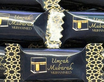Personalisierte Bonbons mit name Tischdeko Streudeko gastgeschenke Mitgebsel umre umrah Mubarak hajj hac ümre hediyesi Mekka kabaa Geschenk
