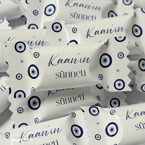 Caramelle personalizzate con nome decorazione da tavolo decorazione a dispersione bomboniera primo compleanno mevlüt Sünnet synetia Nazar Boncuk blu