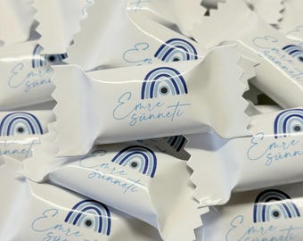 Personalized candy with name table decoration scatter decoration party favors first birthday mevlüt Sünnet synetia Nazar Boncuk blue