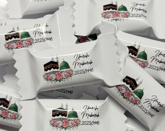 Personalisierte Bonbons mit name Tischdeko Streudeko gastgeschenke Mitgebsel umre umrah Mubarak hajj hac ümre hediyesi Mekka kabaa Geschenk