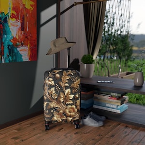 Vintage Floral Suitcase: Stylish Polycarbonate Travel Luggage