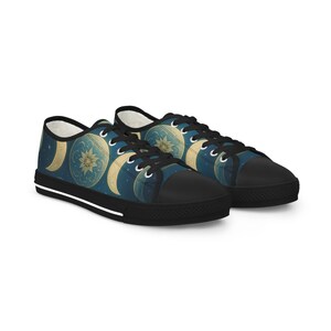 Celestial Moon Phase Sneakers Unique Art Footwear for Cosmic Lovers, Trendy Casual Shoes, Gift for Stargazers, Birthday & Everyday Wear