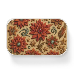 Bohemian Bento Lunch Box, Floral Food Container, Eco-Friendly Meal Prep, Perfect for Travel, Picnic, Back to School, Gift Idea