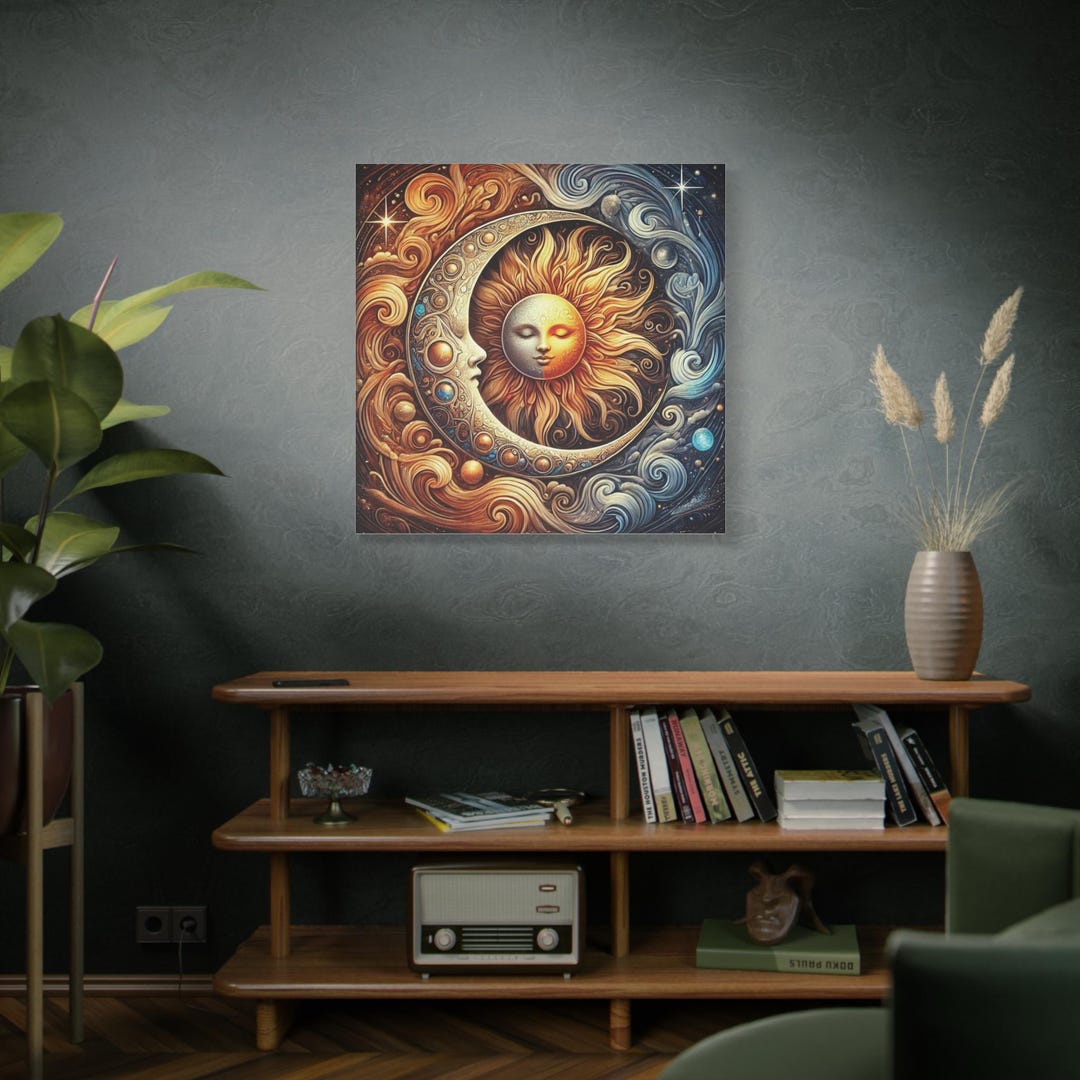 Sun and Moon Celestial Art Print, Mystical Galaxy Wall Decor - Etsy
