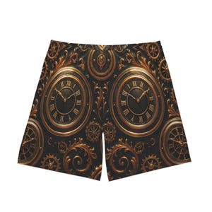 Steampunk Clockwork Beach Shorts: Men&#39;s Summer Swimwear