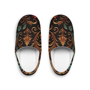 Elegant Floral Women&#39;s Indoor Slippers, Cozy Home Footwear, Comfortable House Shoes, Perfect for Relaxation, Unique Gift Idea