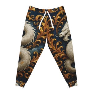 Dragon Print Athletic Joggers: Unisex Activewear, Comfort Fit