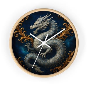 Mythical Dragon Wall Clock, Unique Home Decor, Fantasy Artwork Timepiece, Gift for Fantasy Lovers, Dragon Enthusiasts, Magical Vibes