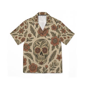 Skull Floral Hawaiian Shirt: Boho Resort Wear