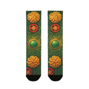 Festive Sublimation Crew Socks | Holiday Gift, Christmas Accessories, Colorful Socks, Cozy Homewear, Unique Stocking Stuffer