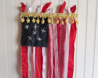 Ribbon Rag American Flag Banner Wall Hanging US Flag Banner 4th of July Independence Day