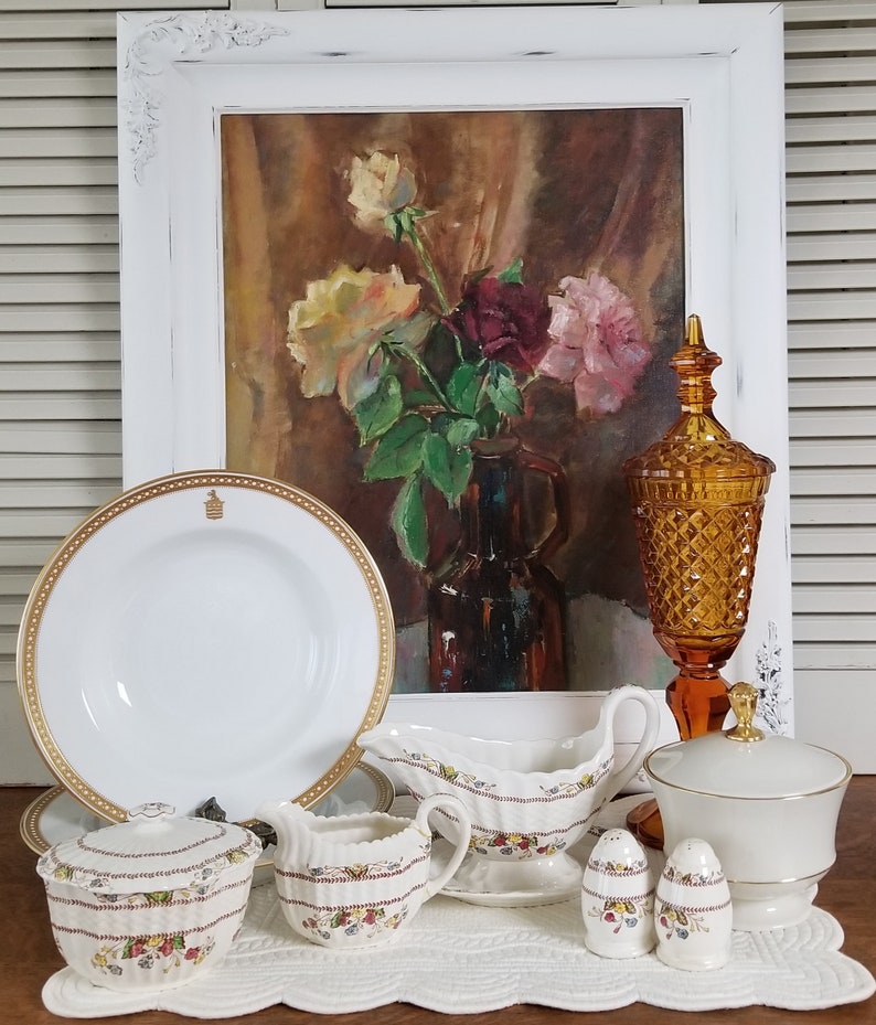 Vintage Lenox Candy Dish & Lid in Cream With 24k Gold Trim Lyric