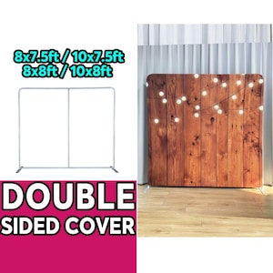 Photobooth square Backdrop Stand Custom Cover wood lights for baby shower backdrop birthday photography background party decor banner