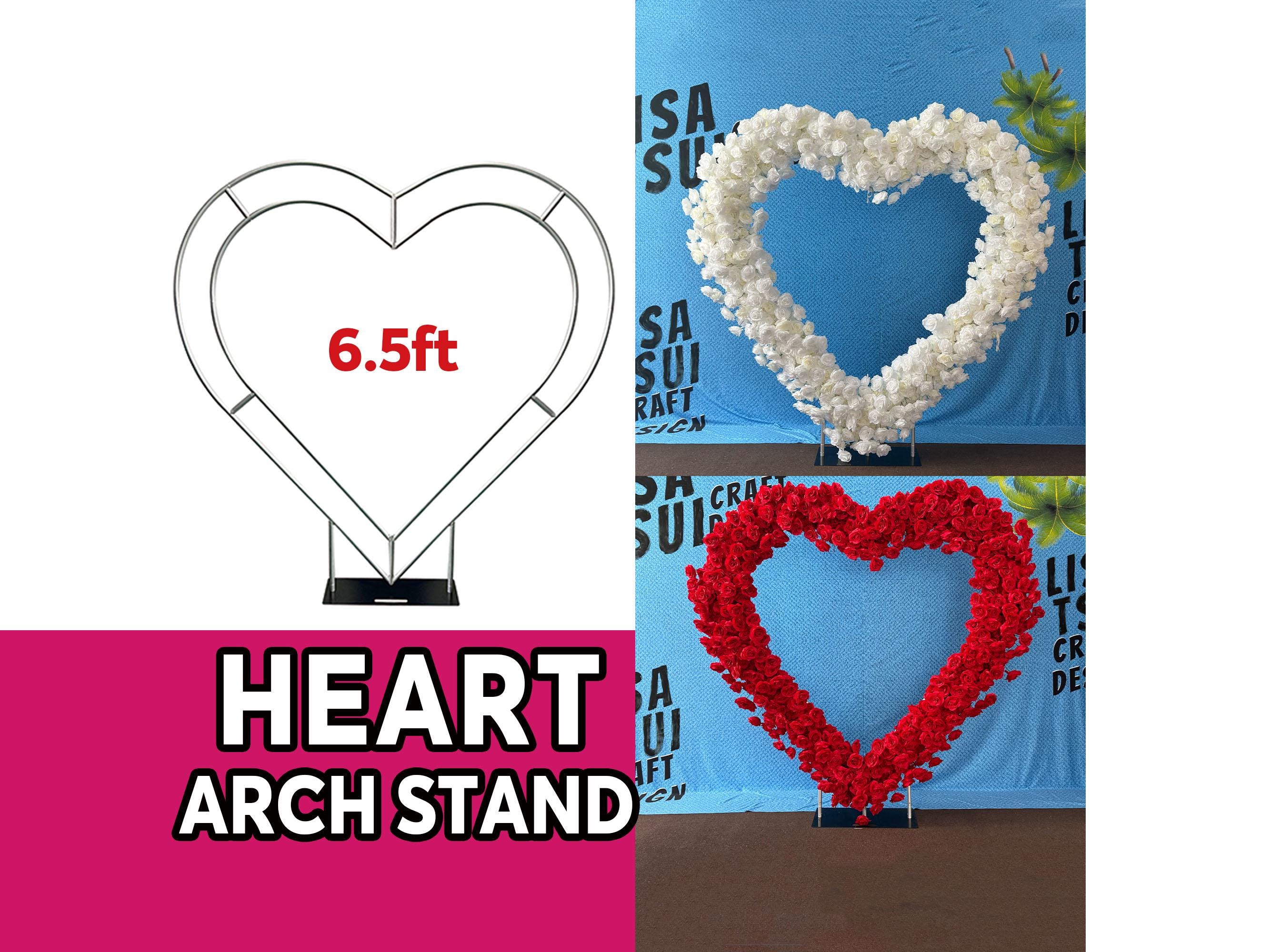 Arco de flores en forma de corazón blanco, soporte para arco de boda, fondo para fiesta, accesorios de decoración para escenario, fondo con forma de corazón, fondo para baby shower