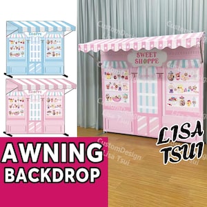 Printable Awning Decoration Stand Cafe Awning Decoration Candy Shop Photography for baby shower backdrop birthday party backdrop party decor