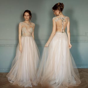 Green wedding dress, Embroidered wedding dress, Elven wedding dress, Fantasy wedding dress, Floral wedding dress, V neck wedding dress
