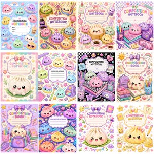 Glitter Dumplings Composition Notebook Covers, Kids Notebook Cover, Back to School Printable, Editable Canva Template,Digital Download