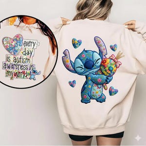 Stitc Autism フェイクパッチワーク PNG デジタルダウンロード Every Day Is Autism Awareness パズル ハート ブルー ニューロダイバーシティ ギフト