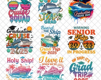 Retro Graduation Cruise PNG Bundle, Graduation Cruise Png, Family Cruise Png, Graduation Cruise Crew, Summer Cruise Png, Digital Download