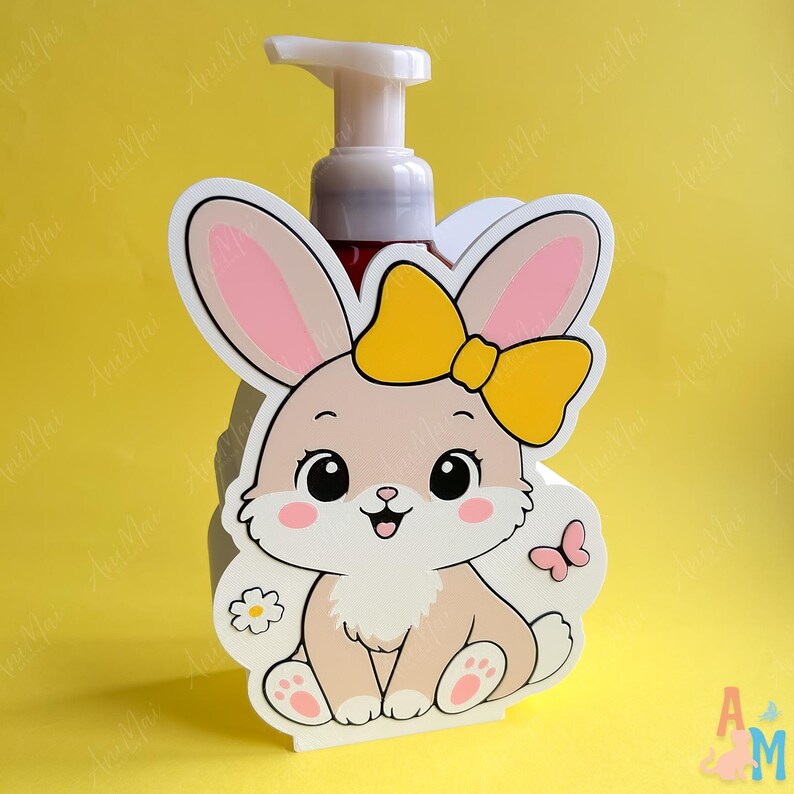 Bunny Rabbit Soap Dispenser Holder 3D Print STL File (Digital Download) image 3
