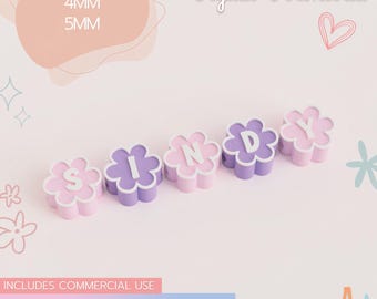 Blomma alfabetet Paracord/armband pärlberlocker 3D-utskrift STL-fil, digital nedladdning