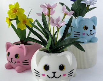 3D Printed Cat Planter, Succulent Plant Pot, Personalized Gift