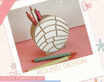 Ronde schelpvormige pennenhouder 3D-print STL-bestand, digitale download