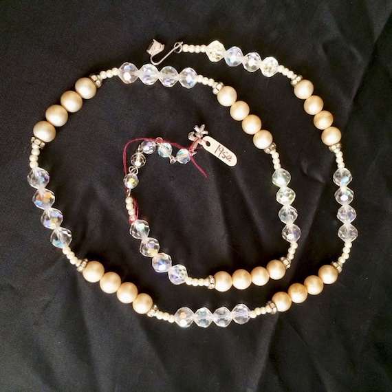 Vendome Faux Pearl and AB Crystal Necklace Vintag… - image 1