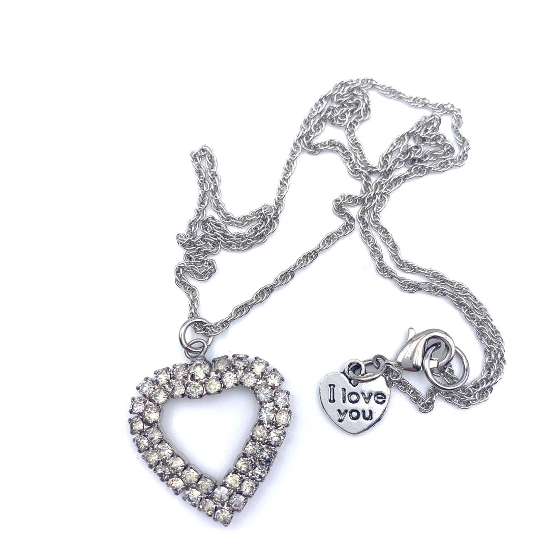 Rhinestone Heart Pendant Crystale Clear Rhinestones on New 18 - Etsy ...