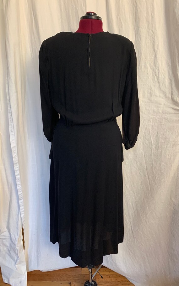 Black Beaded Dress SZ 12 Vintage 1940s Black Crep… - image 3