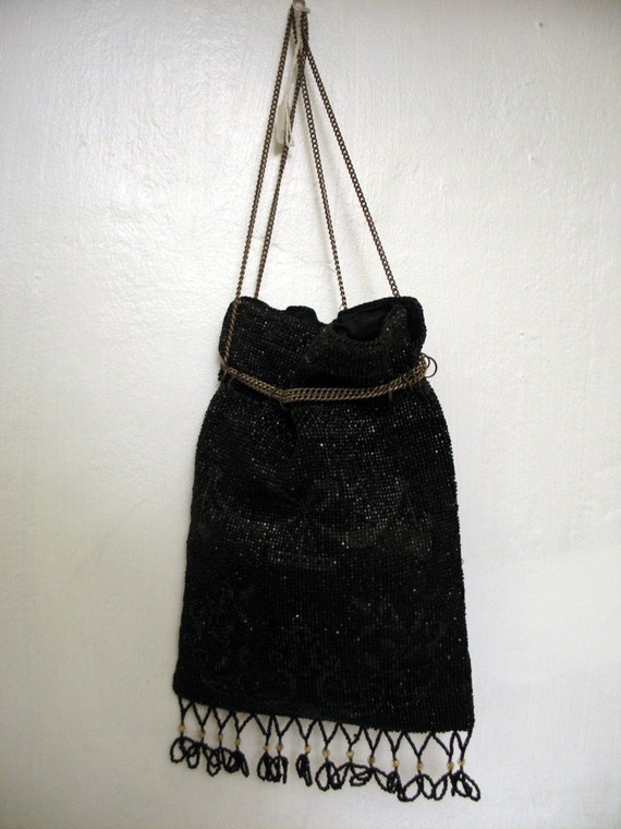 Beaded Purse with Chain Handle Exceptional Vintage