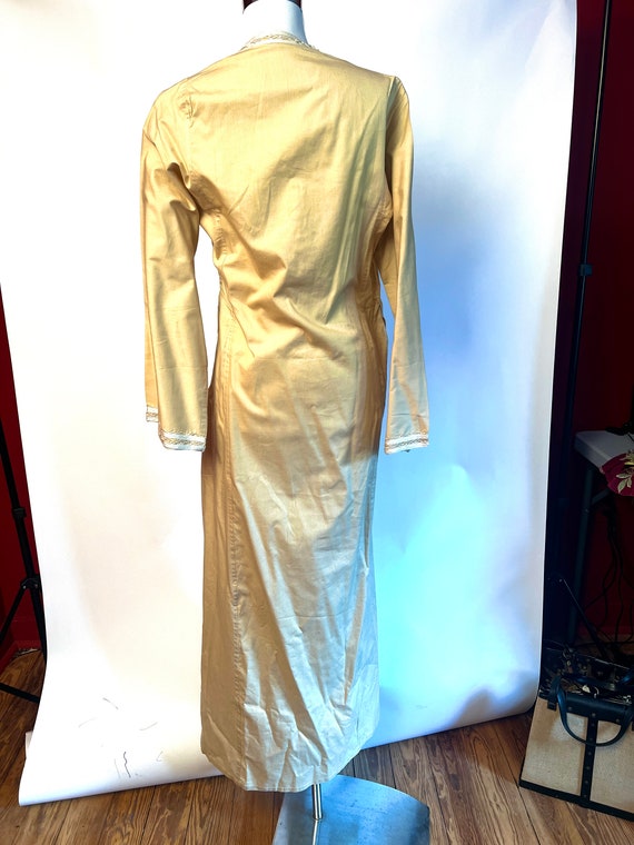 Embroidered Kaftan Dress Vintage 1980s Beige Cott… - image 4