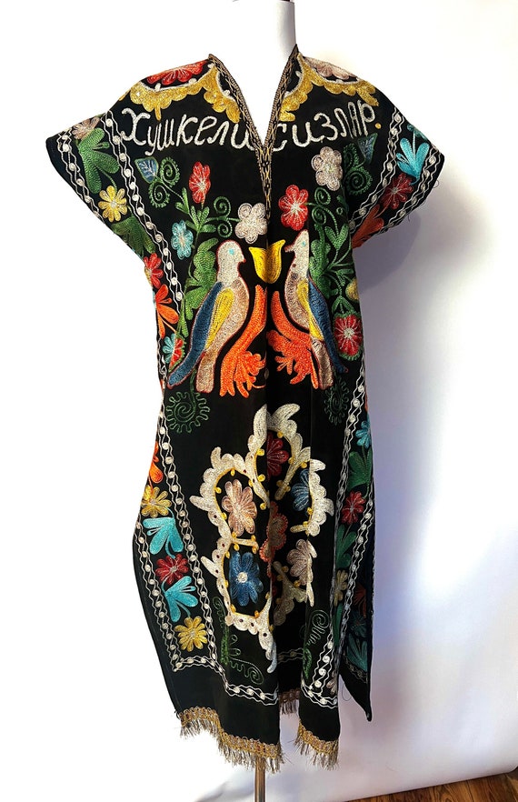 Unusual Embroidered Dress Uzbek Suzani Chapan Spec