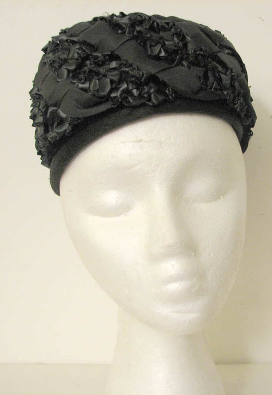 Vintage 1950s Chanté Chic Black Silk & Raffia Hat Retro Style - Etsy
