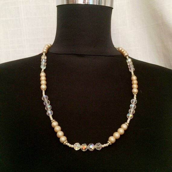 Vendome Faux Pearl and AB Crystal Necklace Vintag… - image 2