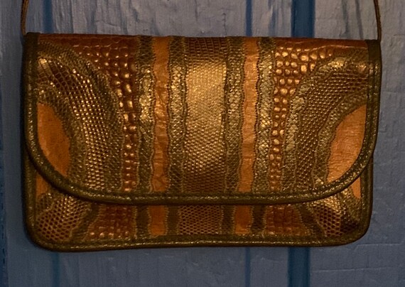 Vintage 80s Carlis Falchi Patchwork Textured Leat