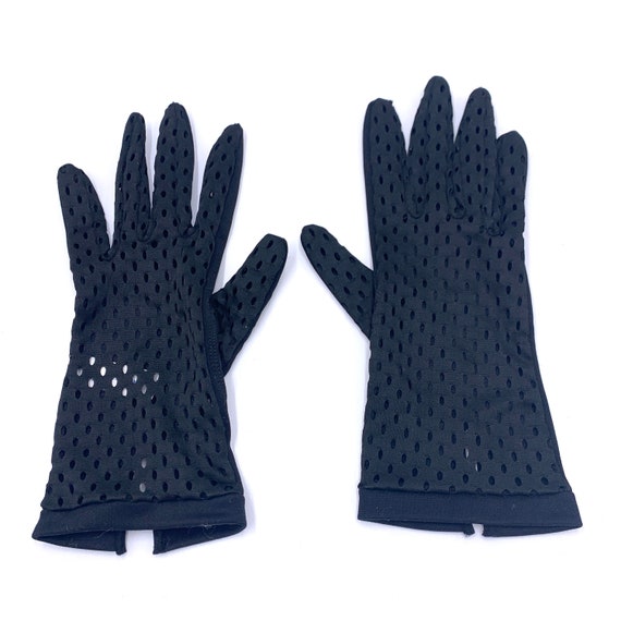 Black Slashed Gloves So Punk Vintage 60s NOS SZ 6… - image 2