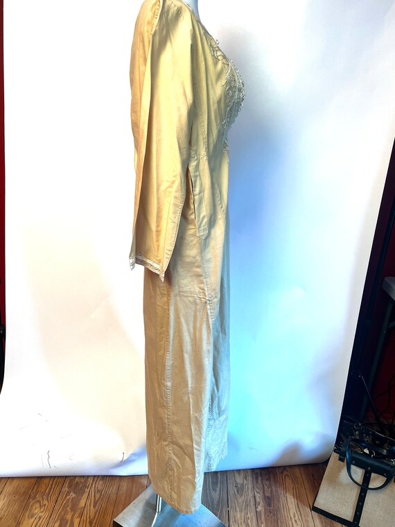 Embroidered Kaftan Dress Vintage 1980s Beige Cott… - image 3