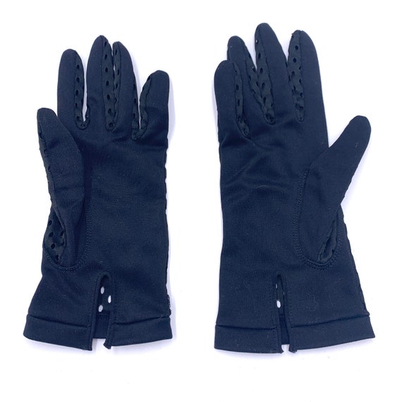 Black Slashed Gloves So Punk Vintage 60s NOS SZ 6… - image 3